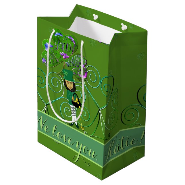 Leprechaun St. Patrick's Day Medium Gift Bag (Back Angled)