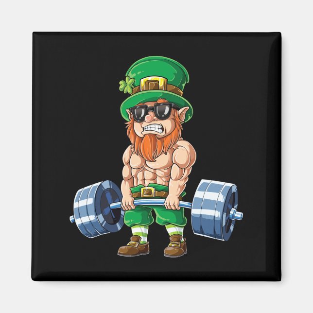 Leprechaun St Patricks Day Weightlifting Magnet (Front)