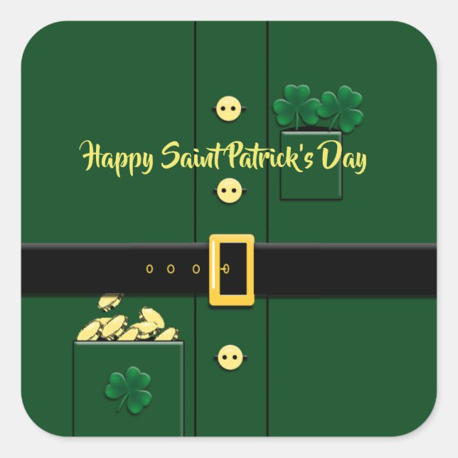 Leprechaun Suit St Patricks Day Party Sticker (Front)