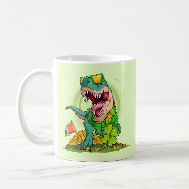 Leprechaun T-Rex St. Patrick's Day  Coffee Mug (Left)