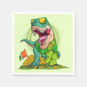 Leprechaun T-Rex St. Patrick's Day Napkin