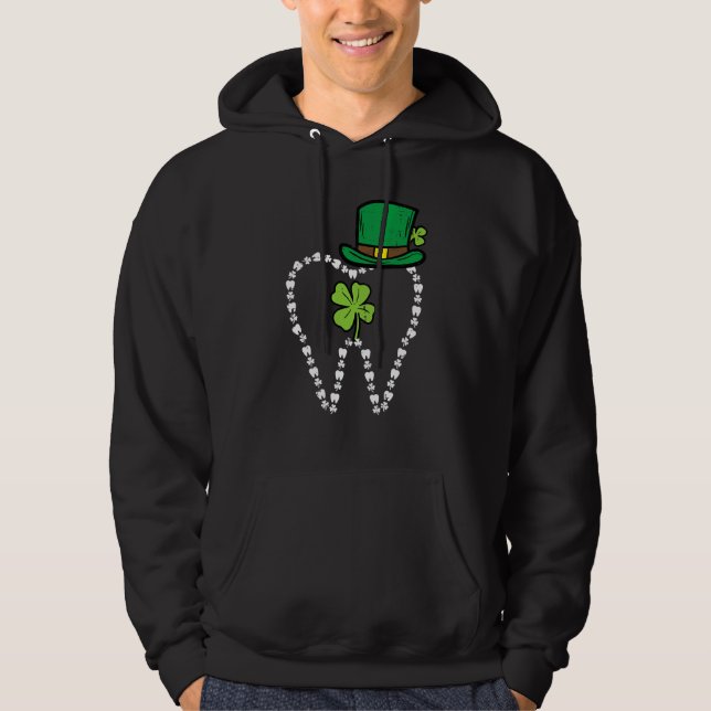 Leprechaun Tooth Shamrock St Patrick Day Dentist D Hoodie (Front)