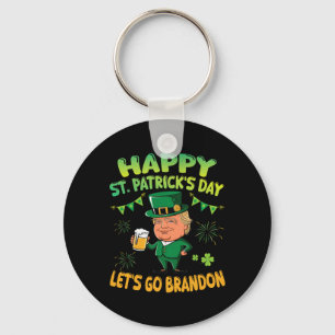 Leprechaun Trump Beer Happy St Patricks Day Let's Key Ring