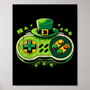 Leprechaun Video Game Controller St. Paddys Gamer  Poster