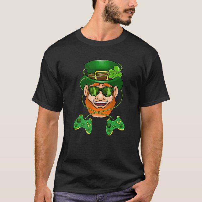 Leprechaun Video Game Cool St Patricks Day Gaming  T-Shirt (Front)