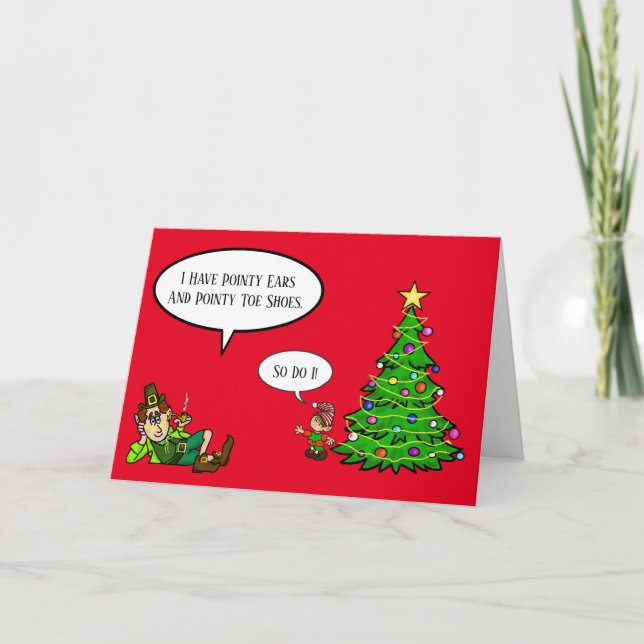 Leprechaun vs. Elf Christmas Card (Front)
