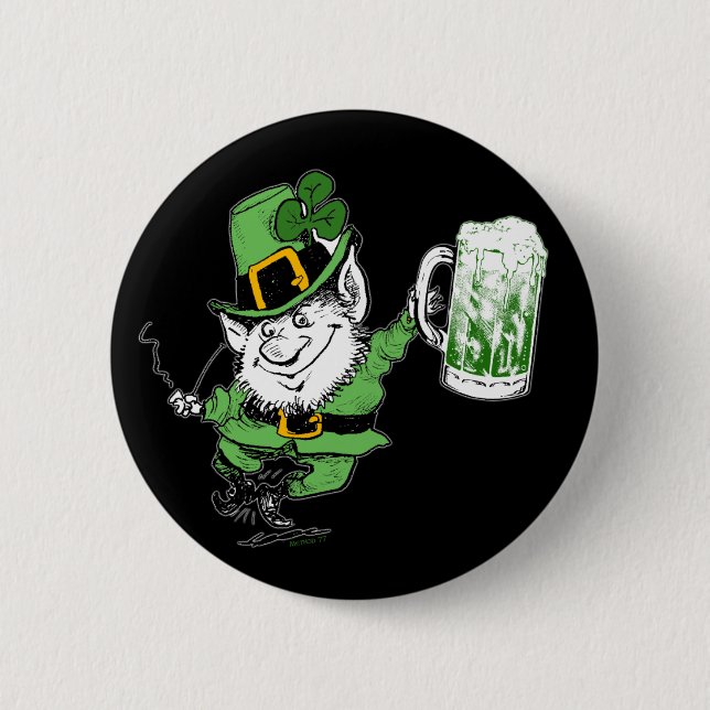 Leprechaun w Beer Button (Front)