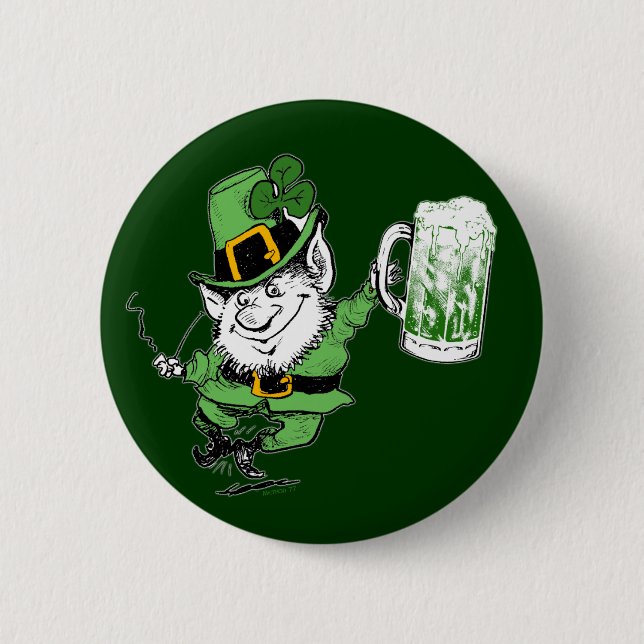 Leprechaun w Beer Button (Front)