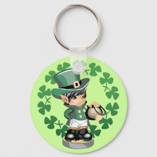 Leprechaun With A Pot Of Gold Key Ring