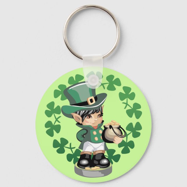Leprechaun With A Pot Of Gold Key Ring (Front)