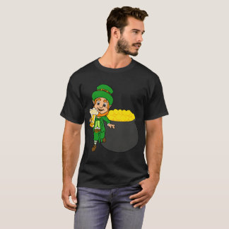 Leprechaun With Beer And Pot Of Gold Tee