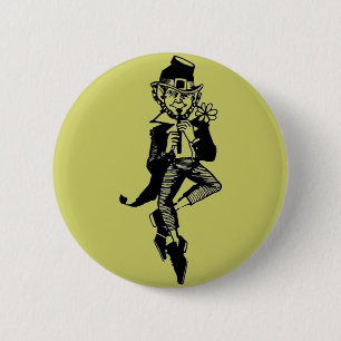 Leprechaun with Flute 6 Cm Round Badge