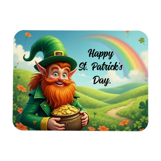 Leprechaun With Gold Flexible Magnet (Horizontal)