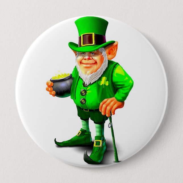 LEPRECHAUN WITH POT OF GOLD button (Front)