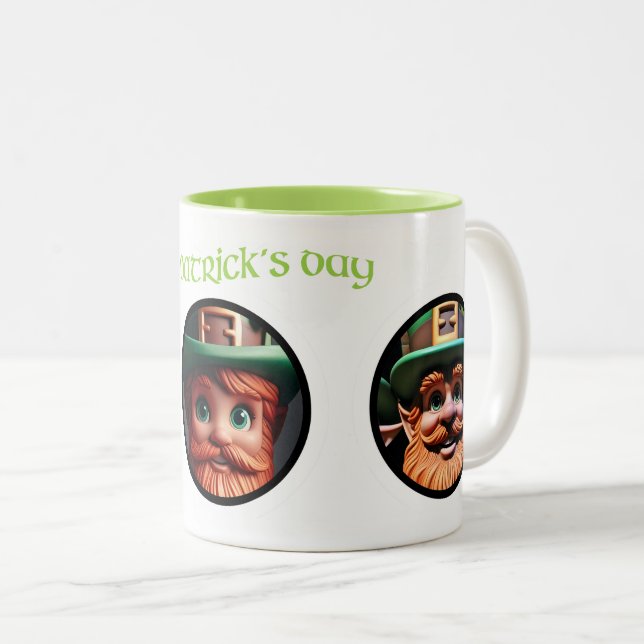 Leprechauns add your images St Patrick TTM Two-Tone Coffee Mug (Front Right)