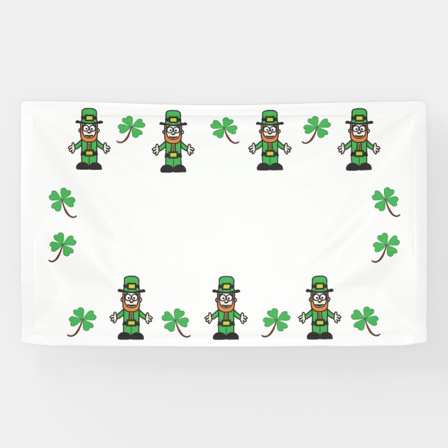 Leprechauns and Shamrocks Banner (Horizontal)