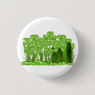 Leprechaun's Top Hat Lying in Field of Shamrocks  3 Cm Round Badge