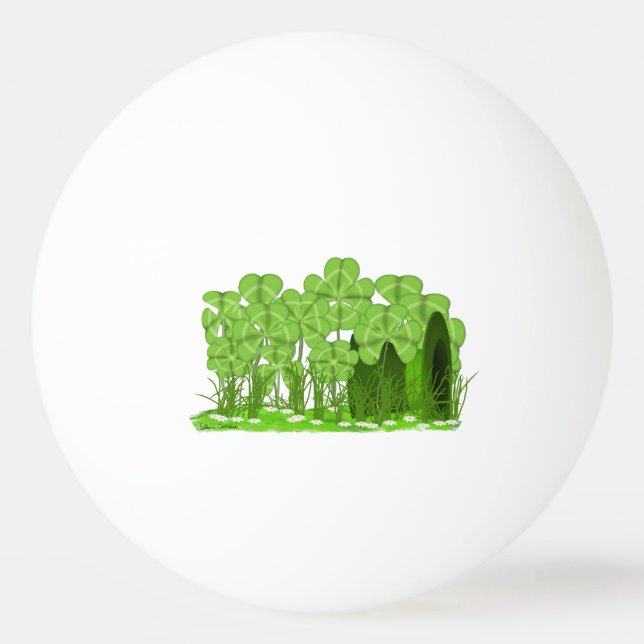 Leprechaun's Top Hat Lying in Field of Shamrocks  Ping Pong Ball (Front)