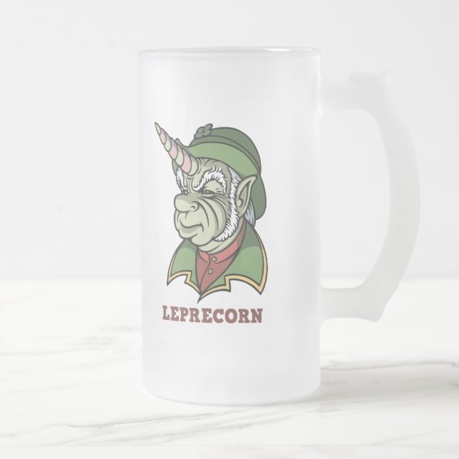 Leprecorn Frosted Glass Beer Mug (Right)
