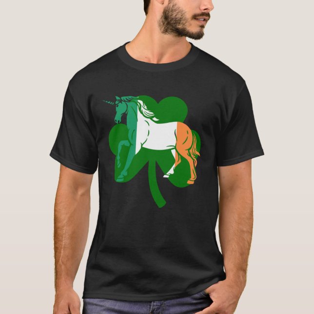 Lepricon Unicorn Horse Lucky Shamrock St Patricku2 T-Shirt (Front)