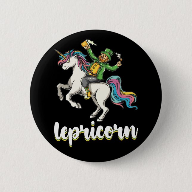 Lepricorn Leprechaun Unicorn St Patrick's Day 6 Cm Round Badge (Front)