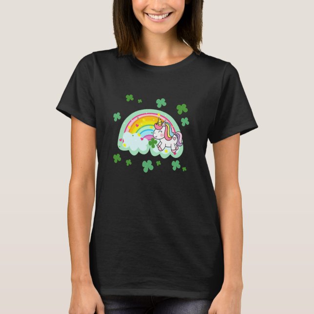 Lepricorn Rainbow St Patricks Day Unicorn Girls Ki T-Shirt (Front)