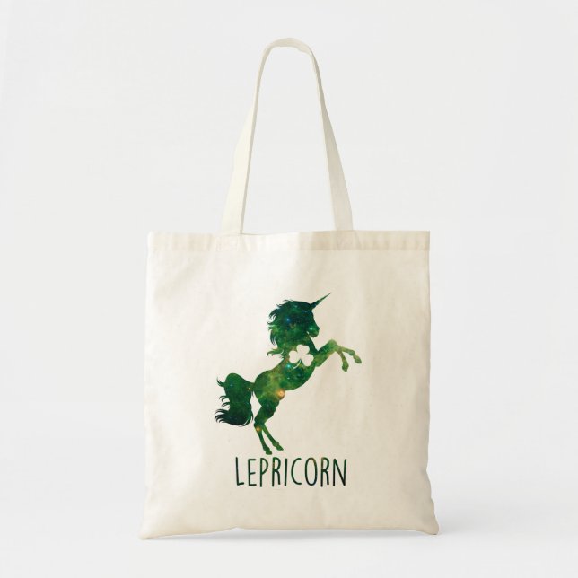 Lepricorn Unicorn St Patricks Day Girls Women Sham Tote Bag (Front)
