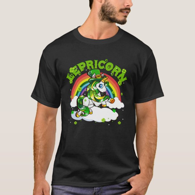 Lepricorn Unicorn St Patricks Day Shamrock Space G T-Shirt (Front)