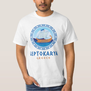 Leptokarya, Greece Greek Ship Design Men's T-Shirt