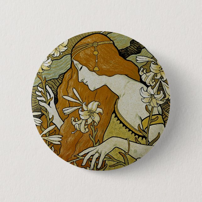 L'Ermitage Art Nouveau 6 Cm Round Badge (Front)