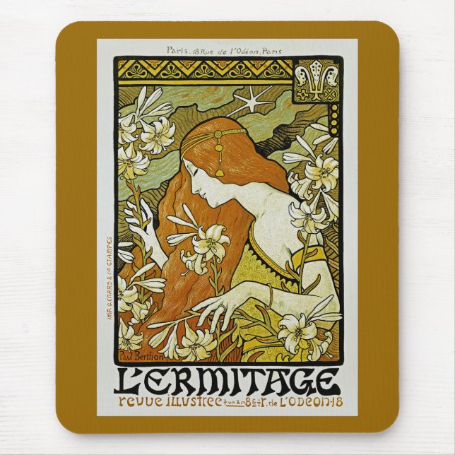 L'Ermitage Art Nouveau Floral Mouse Mat (Front)
