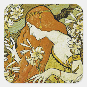 L'Ermitage Art Nouveau Floral Square Sticker