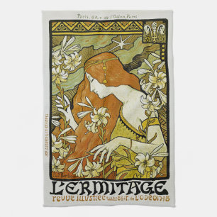 L'Ermitage Art Nouveau Floral Tea Towel
