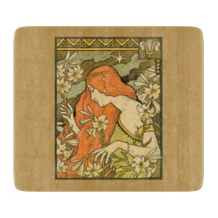 L'Ermitage French Nouveau Woman in Field of Flower Cutting Board