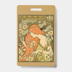 L'Ermitage French Nouveau Woman in Field of Flower ID Badge