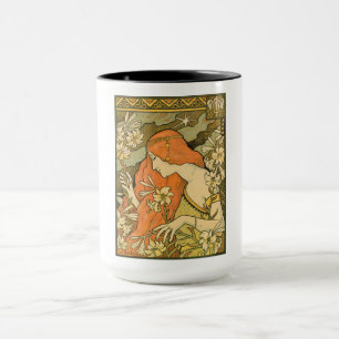 L'Ermitage French Nouveau Woman in Field of Flower Mug
