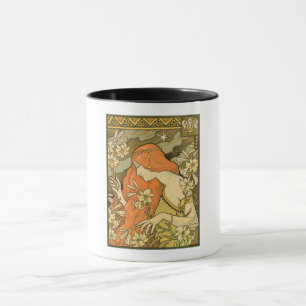 L'Ermitage French Nouveau Woman in Field of Flower Mug
