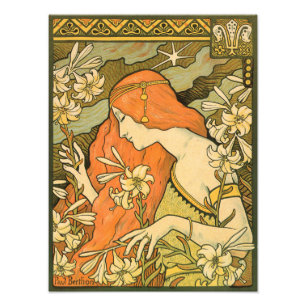 L'Ermitage French Nouveau Woman in Field of Flower Photo Print