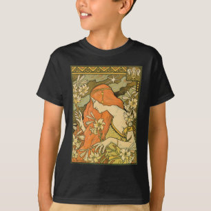 L'Ermitage French Nouveau Woman in Field of Flower T-Shirt