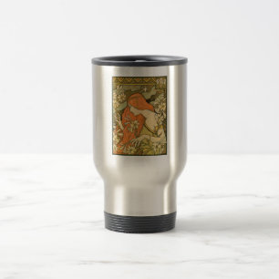 L'Ermitage French Nouveau Woman in Field of Flower Travel Mug