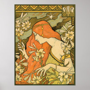 L'Ermitage Woman Field of Flowers French Nouveau Poster