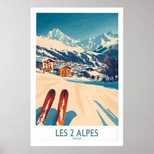Les 2 Alpes Ski Poster Print 1