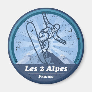 Les 2 Alpes Station de ski - Snowboard Magnet