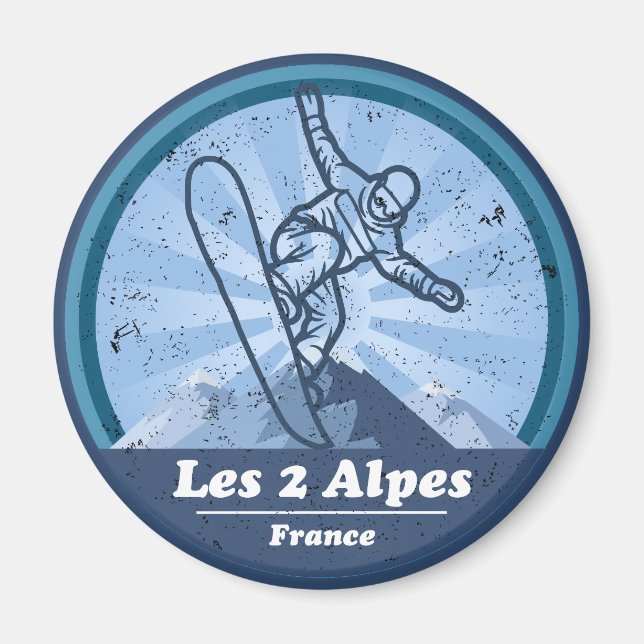 Les 2 Alpes Station de ski - Snowboard Magnet (Front)