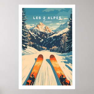 Les 2 Alpes Wall Art Ski Poster 1