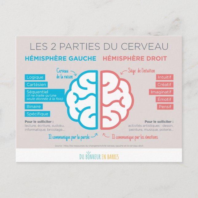 Les 2 parties du cerveau postcard (Front)