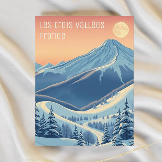 Les 3 trois Vallées France ski vacation Postcard
