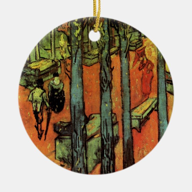 Les Alyscamps, Autumn Leaves by Vincent van Gogh Ceramic Tree Decoration (Front)