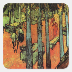 Les Alyscamps, Autumn Leaves by Vincent van Gogh Square Sticker