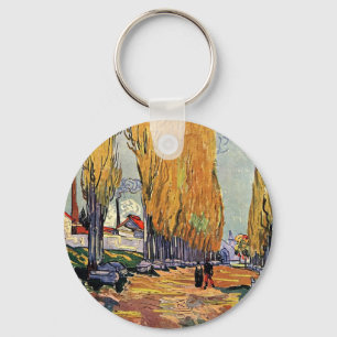 Les Alyscamps by Van Gogh. Autumn landscape Key Ring